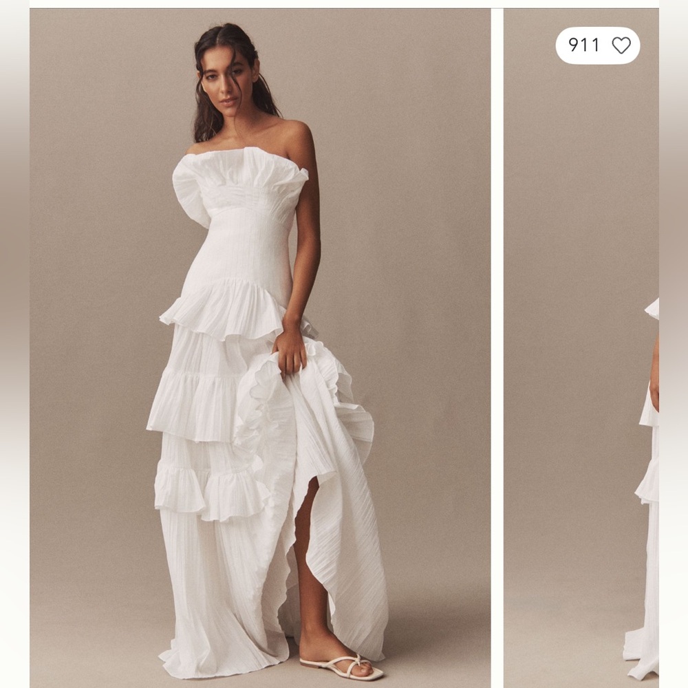 Acler Dickinson Strapless Tiered drop-waist wedding gown dress SIZE 6 Anthro